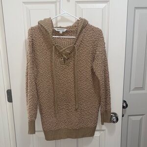 DAVI & DANI Tan Textured Hoodie Jacket